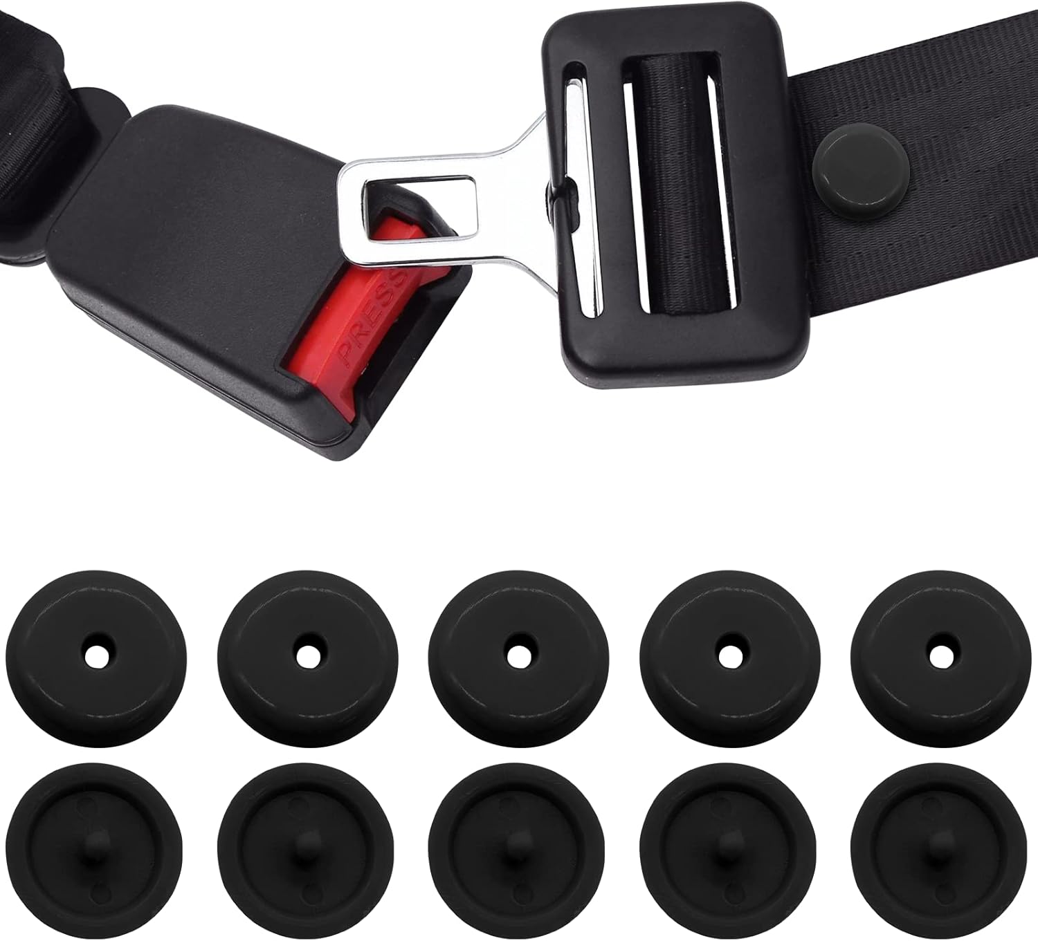 Jiozermi 5 Pairs Black Snapon Seat Belt Button Stop