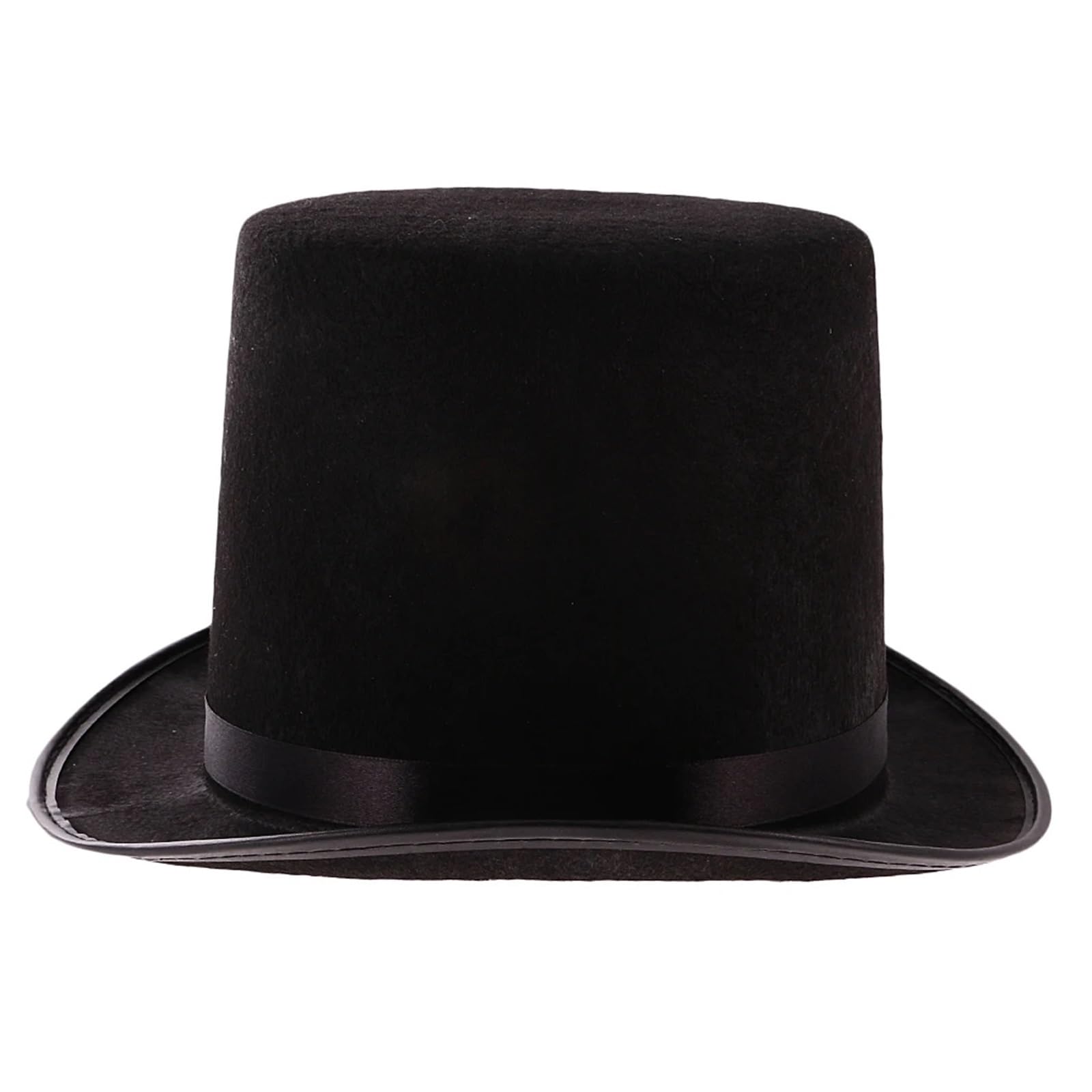 Sombrero De Copa Sombrero De Copa De Satén De Fieltro De Poliéster Negro, Sombrero De Mago, Accesorios For Disfraces De Fiesta