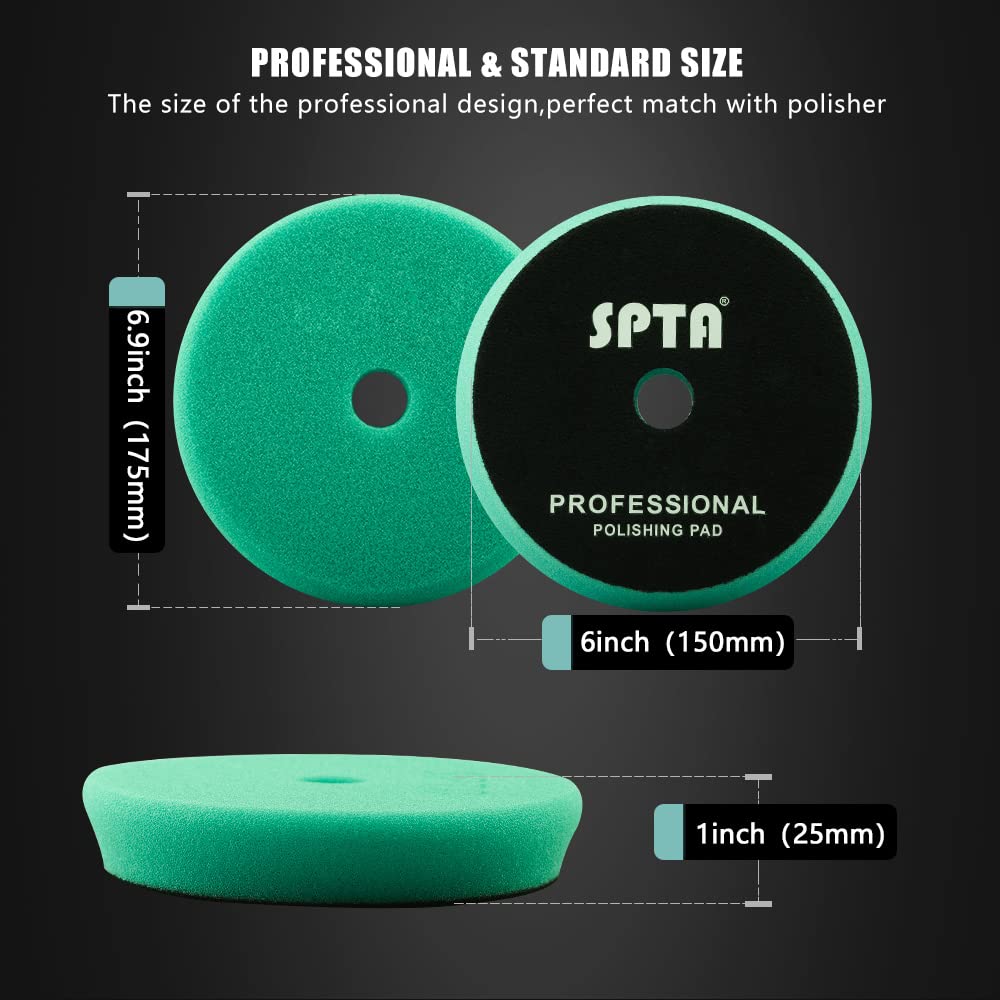 SPTA 5 pezzi 150 mm spugne per lucidatura, spugna per lucidatura auto, tampone per lucidatura, spugna per lucidatura, set per lucidatrice eccentrica da 150 mm