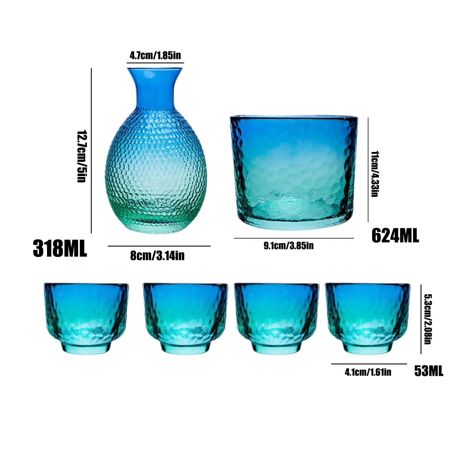 Generico Set di Sake Giapponese Caraffa in Resistente al Calore | Kit Per Bottiglia Di Sake Per Il Servizio Di Liquori Per Vodka, Birra, Bevande, Feste, Raduni, Home Bar, Ristorante