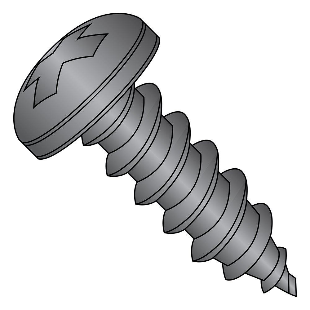 Small Parts 0606APP188B 18-8 Stainless Steel Sheet Metal Screw, Black Oxide Finish, Pan Head, Phillips Drive, Type A, #6-18 Thread Size, 3/8" Length (Pack of 100)
