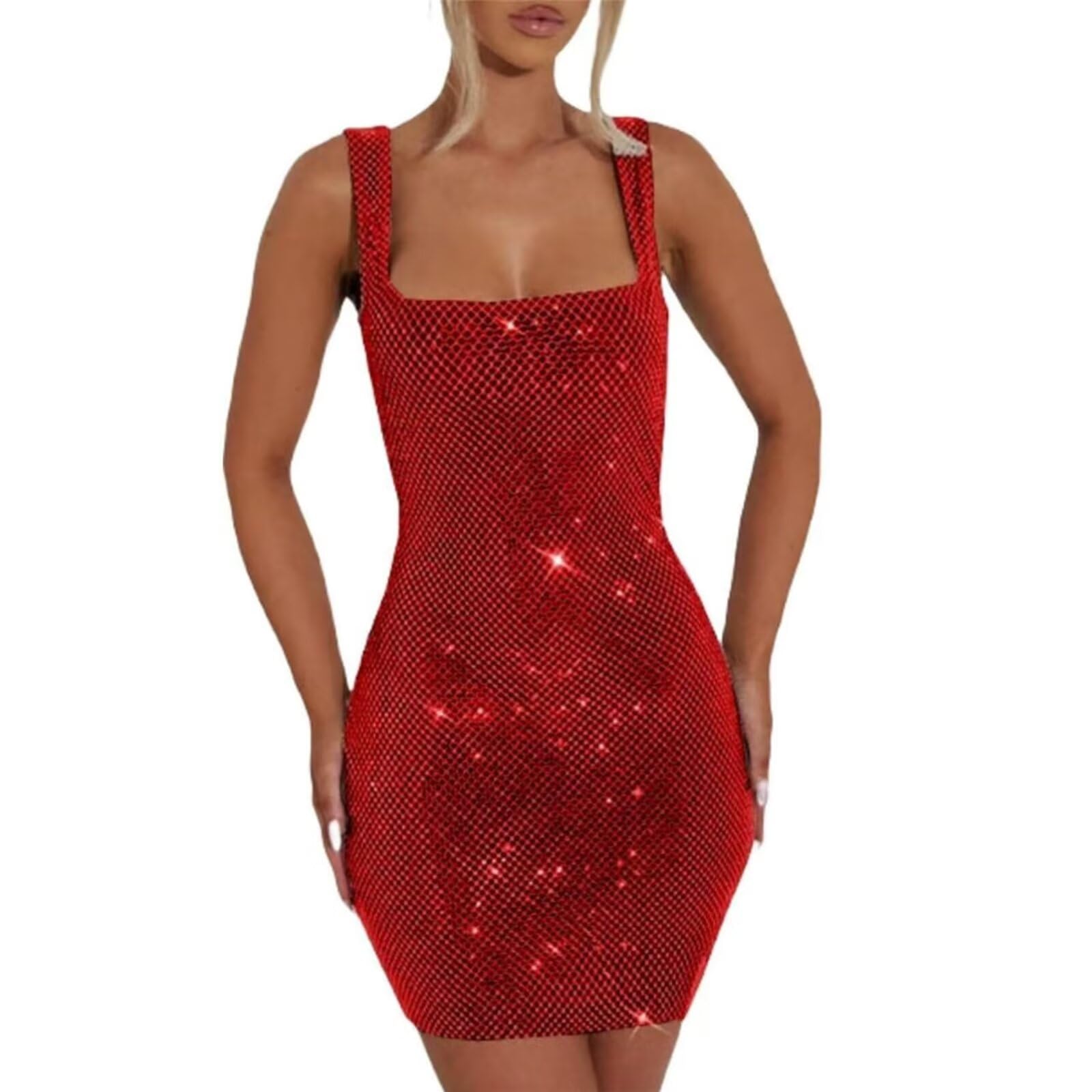 Sequin Short Homecoming Dresses 2026 for Teens Square Neck Mini Prom Dress Bodycon Cocktail Party Gowns