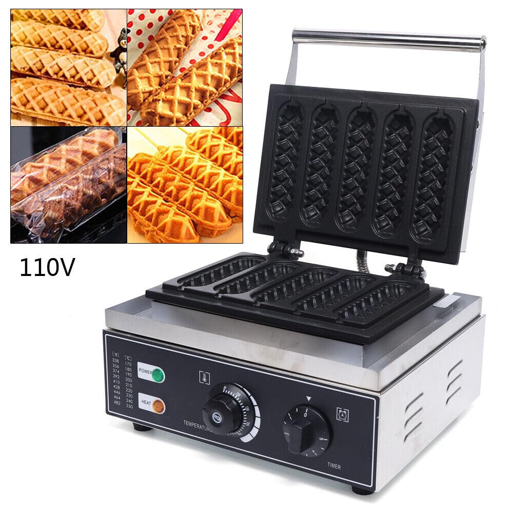 WOHAIPA Commercial Waffle Stick Maker, 1550W Waffle Baker Machine with Temperature and Time Control, Efficient Heating, Easy to Clean, for Restaurants, Cafes, and Snack Shops