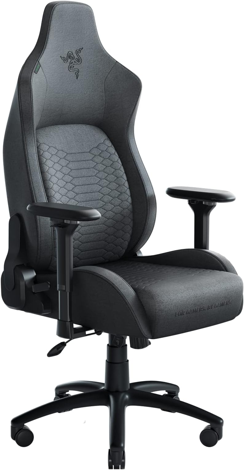 Razer Iskur Fabric Gaming Chair: Ergonomic Lumbar Support System - Ultra-Soft, Spill-Resistant Fabric Foam Cushions - 4D Armrests - Engineered to Carry - Foam Head Cushion - Dark Gray