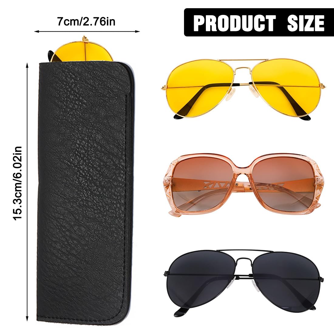 2er Set Leder Brillenetuis aus weichem PU-Leder, tragbare Lesebrillen- und Sonnenbrillentaschen für unterwegs, Slip-In-Design, ideal für Herren und Damen auf Reisen,