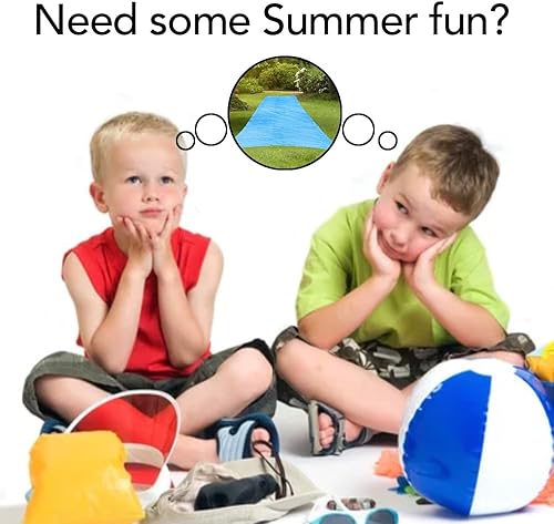 Miniatura 6 de Resilia - Tobogán acuático de césped súper deslizante XL, 20 pies de largo x 6 pies de ancho, para adultos y adolescentes, color azul polvo con