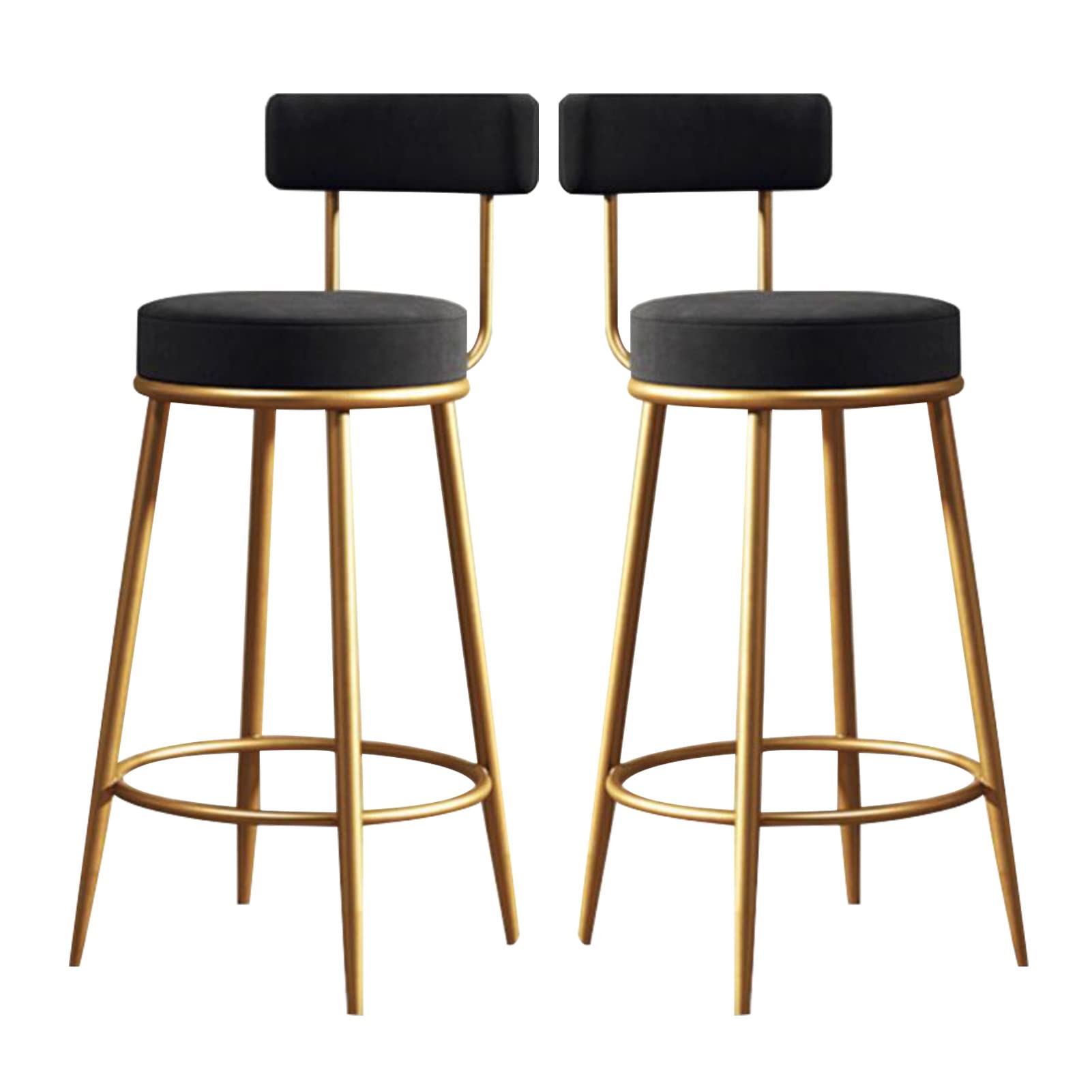Tabourets de bar en fer art et velours noir chaises de salle à manger haut de gamme