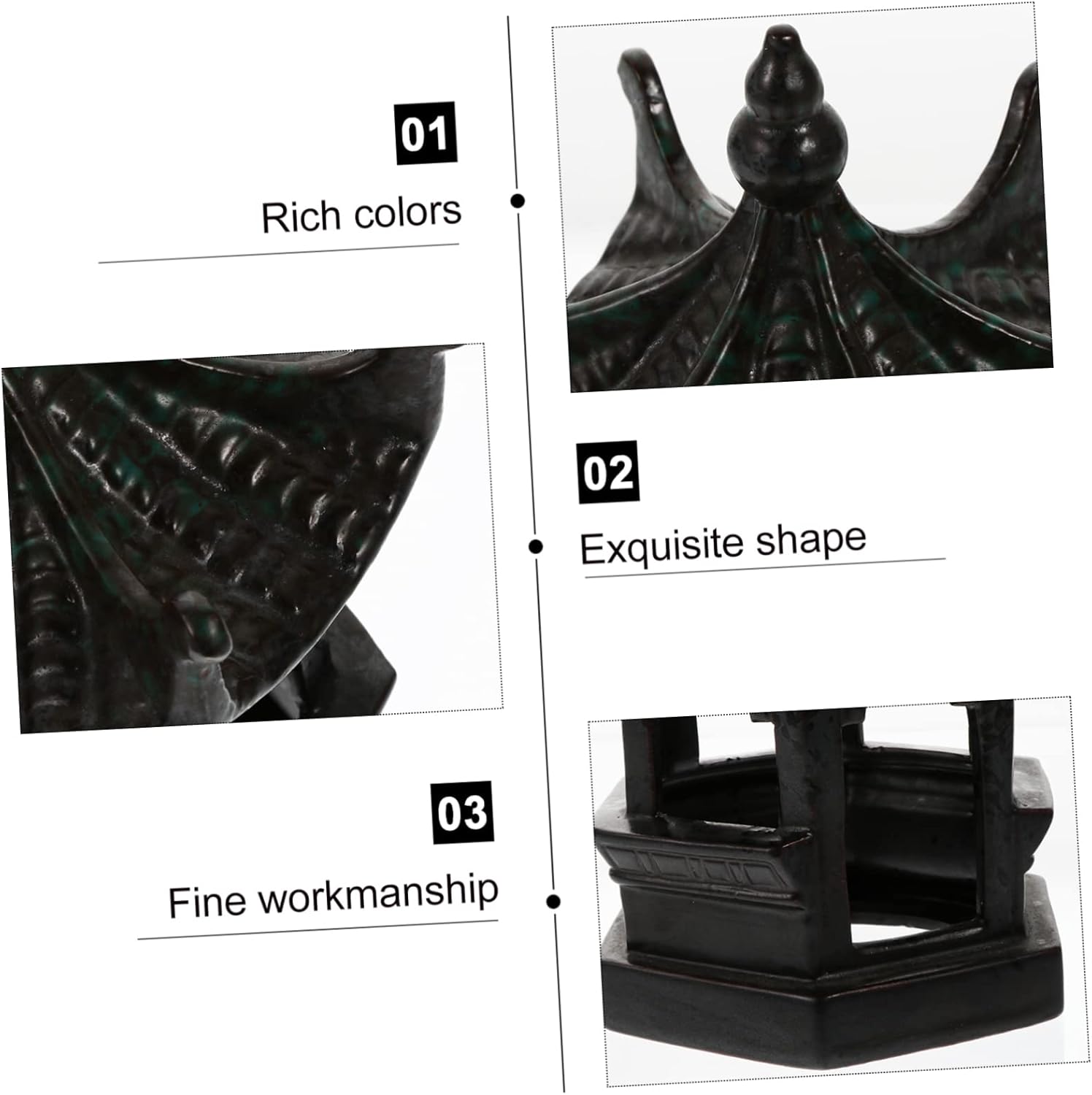 POPETPOP Miniature Hexagon Pavilion Ceramic Garden Decor Random Color for Fairy Garden Home Decoration and Zen Planting Delicate Pagoda Statue