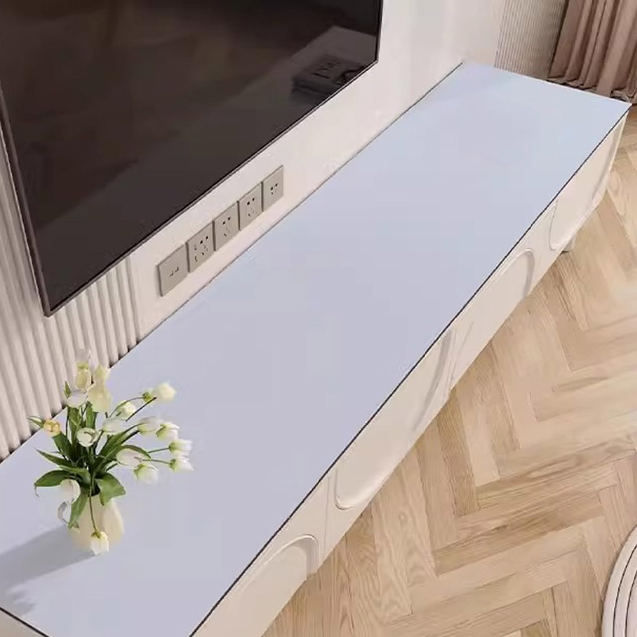 Tapis de fenêtre absorbant l'eau pour balcon et chambre à coucher, lavable, 15 x 290 cm, bleu, protège les rebords de fenêtre, le couloir et le sol contre les dommages causés par l'eau
