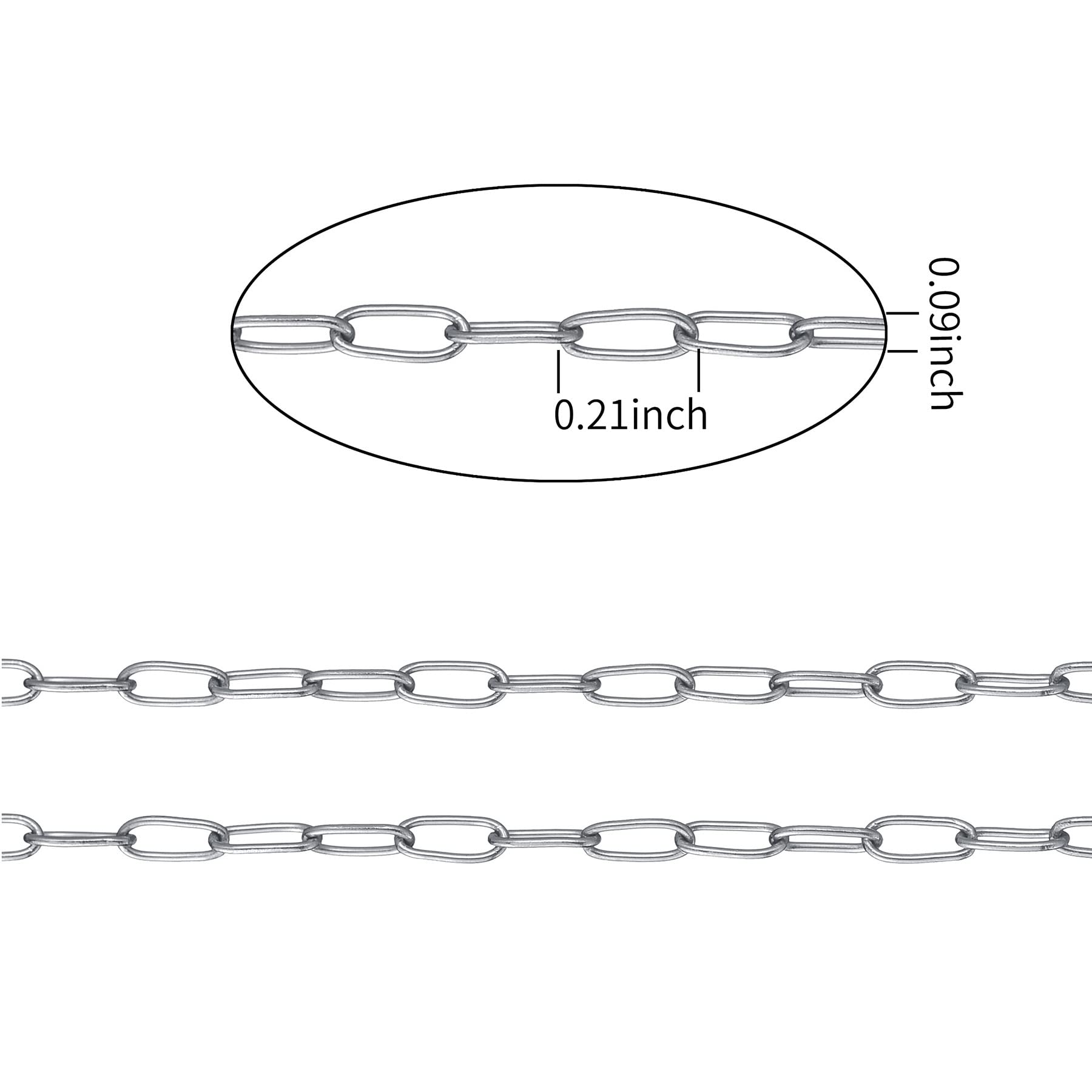 SUYAN 32.8 Feet/Roll Rolo Cable Chains Stainless Steel Drawn Elongated Cable Chains Width 0.09inch(2.3mm) for DIY Jewelry Making (Steel)