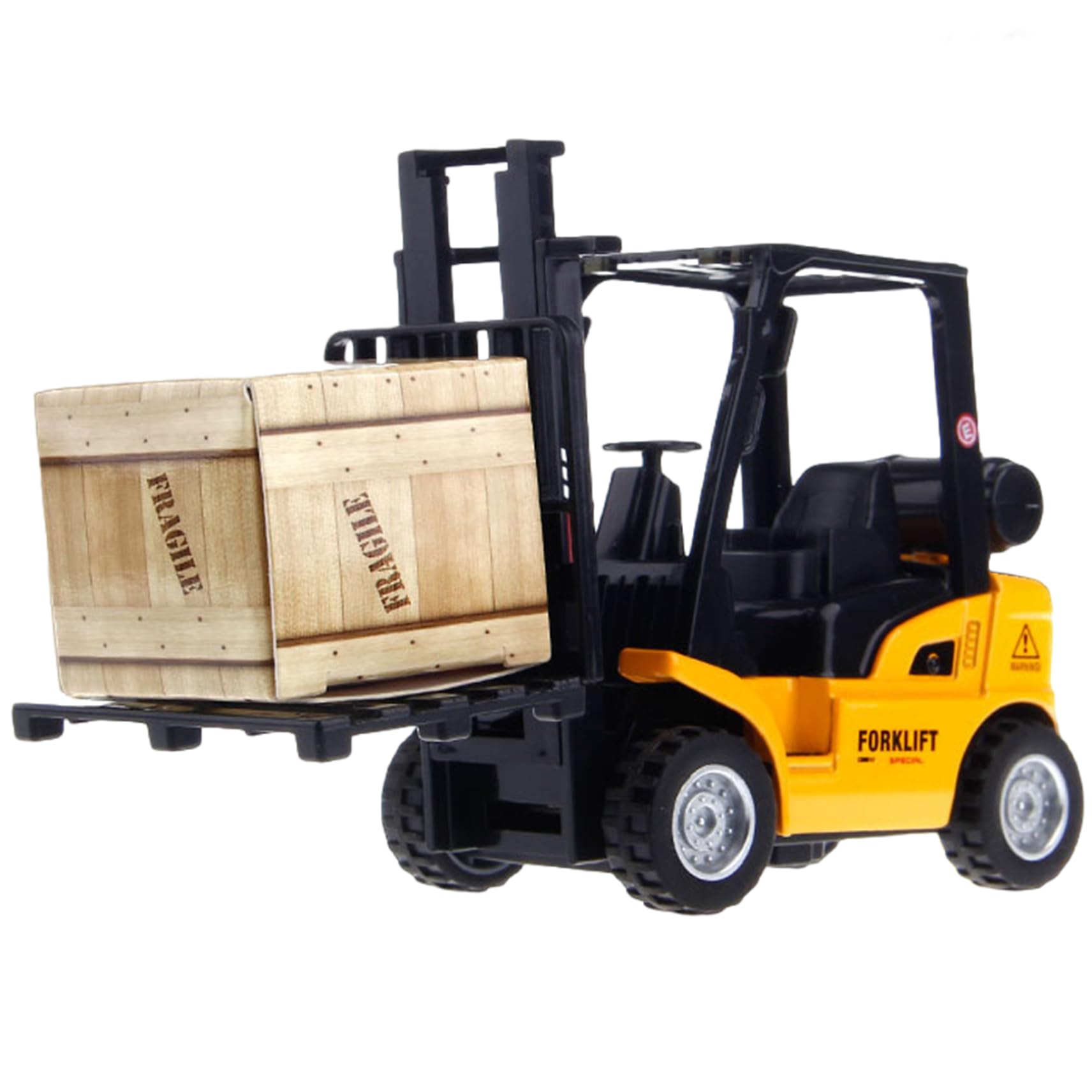 Forklift Toy, Realistic Alloy Toy Forklift with Movable Lifter, Pull Back Kids with Container & Rack, Educational Fine Motor, Gifts for Kids