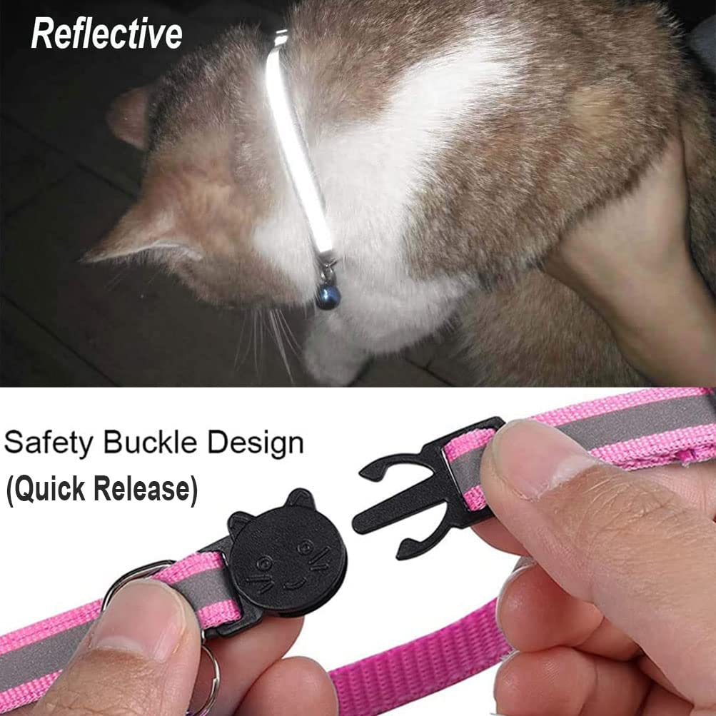 Collare per Gatto Riflettente con Campanella, Sicuro, Nylon, Colori Misti, Collare per Animale Domestico, Collare Rimovibile per Gatto (12)