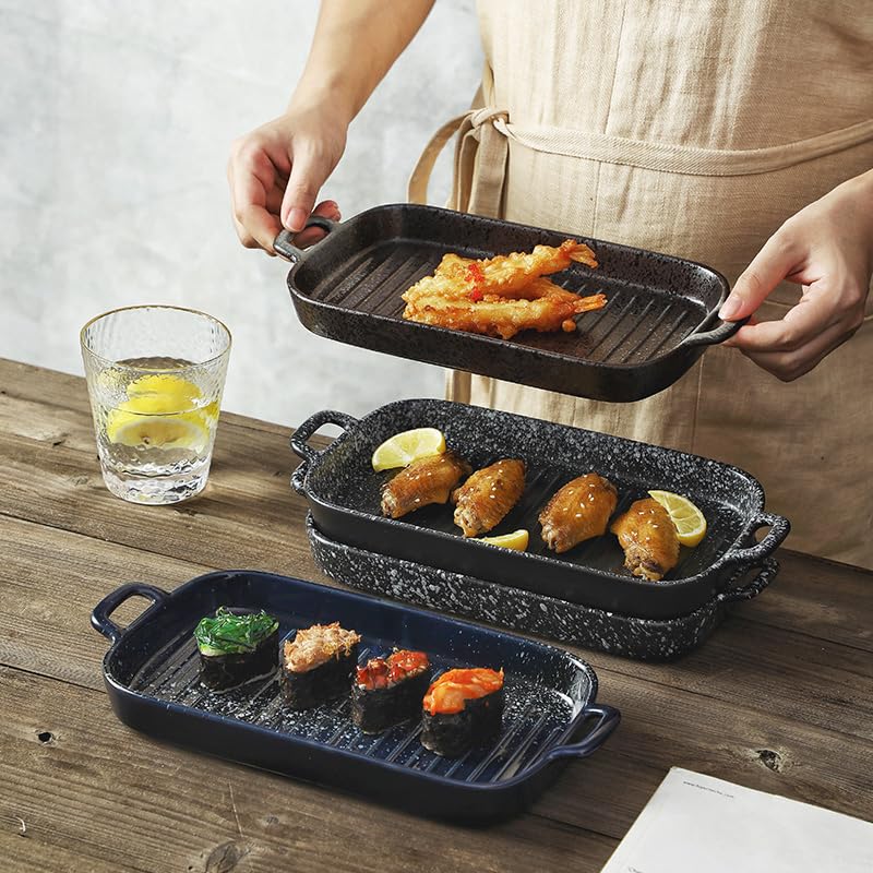 Pirofila Teglia da forno rettangolare grande in ceramica 30,6 cm(Multi-colored)