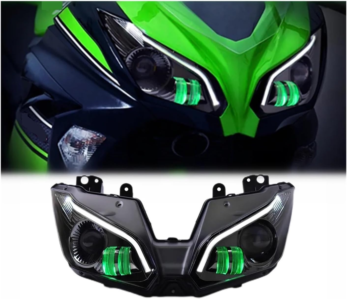 オートバイフル LED ヘッドライトアセンブリ Kawasaki Ninja ZX6R ZX