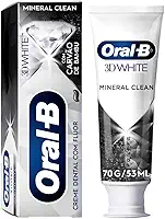 Oral B Pasta de Dente 3D White Mineral Clean com Carvão de Bambu, Fórmula de Carvão Natural, Com Flúor, 53 ml