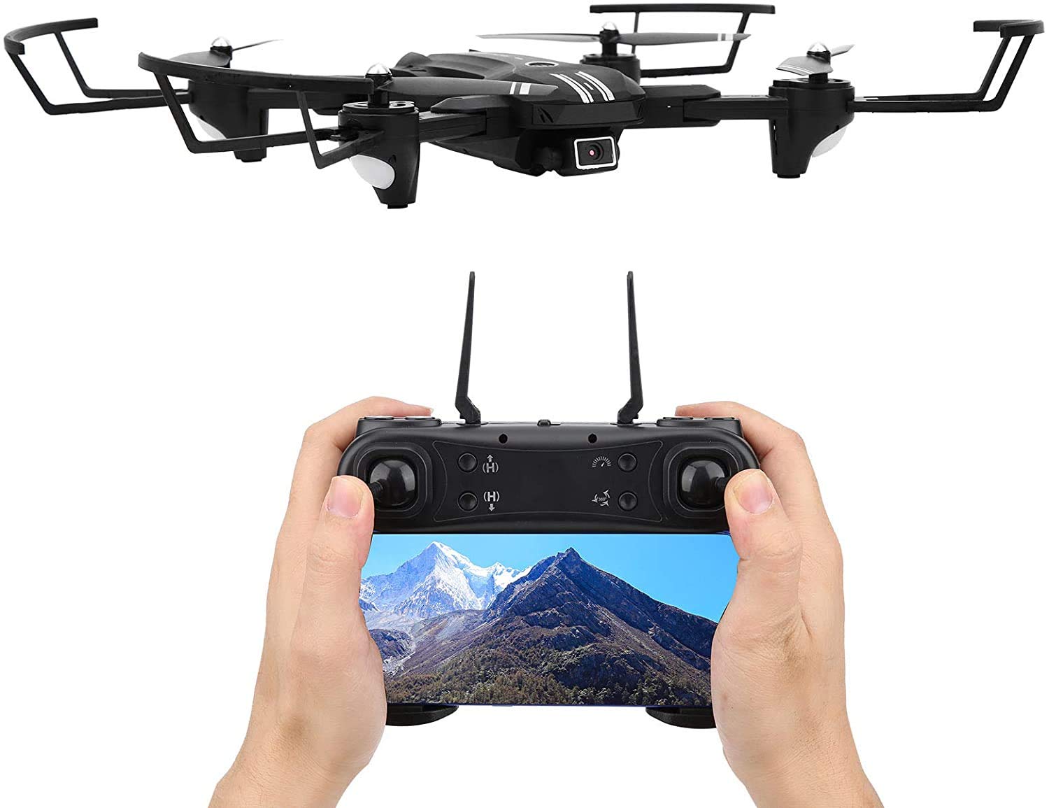 Drone with Camera H168 Mini Folding Drone Dual Lens Remote Control 4K Camera 4 Channel WiFi 6?Axle Gyroscope