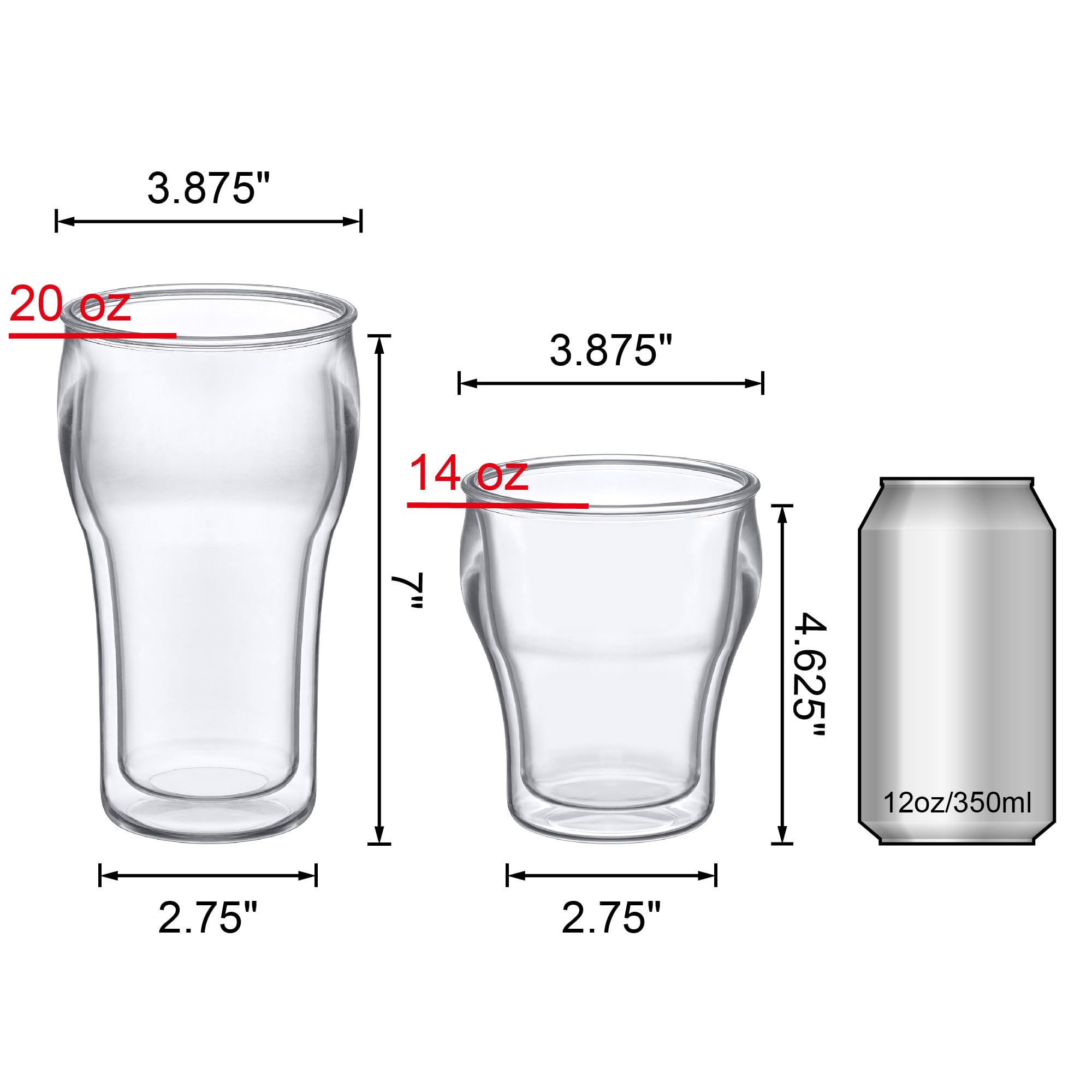 Amazing Abby Rockies Isolierte Trinkgläser, doppelwandig, BPA-frei, bruchsicher, spülmaschinenfest, 6er-Set mit 400 ml und 597 ml durchsichtigen Kunststoffbechern