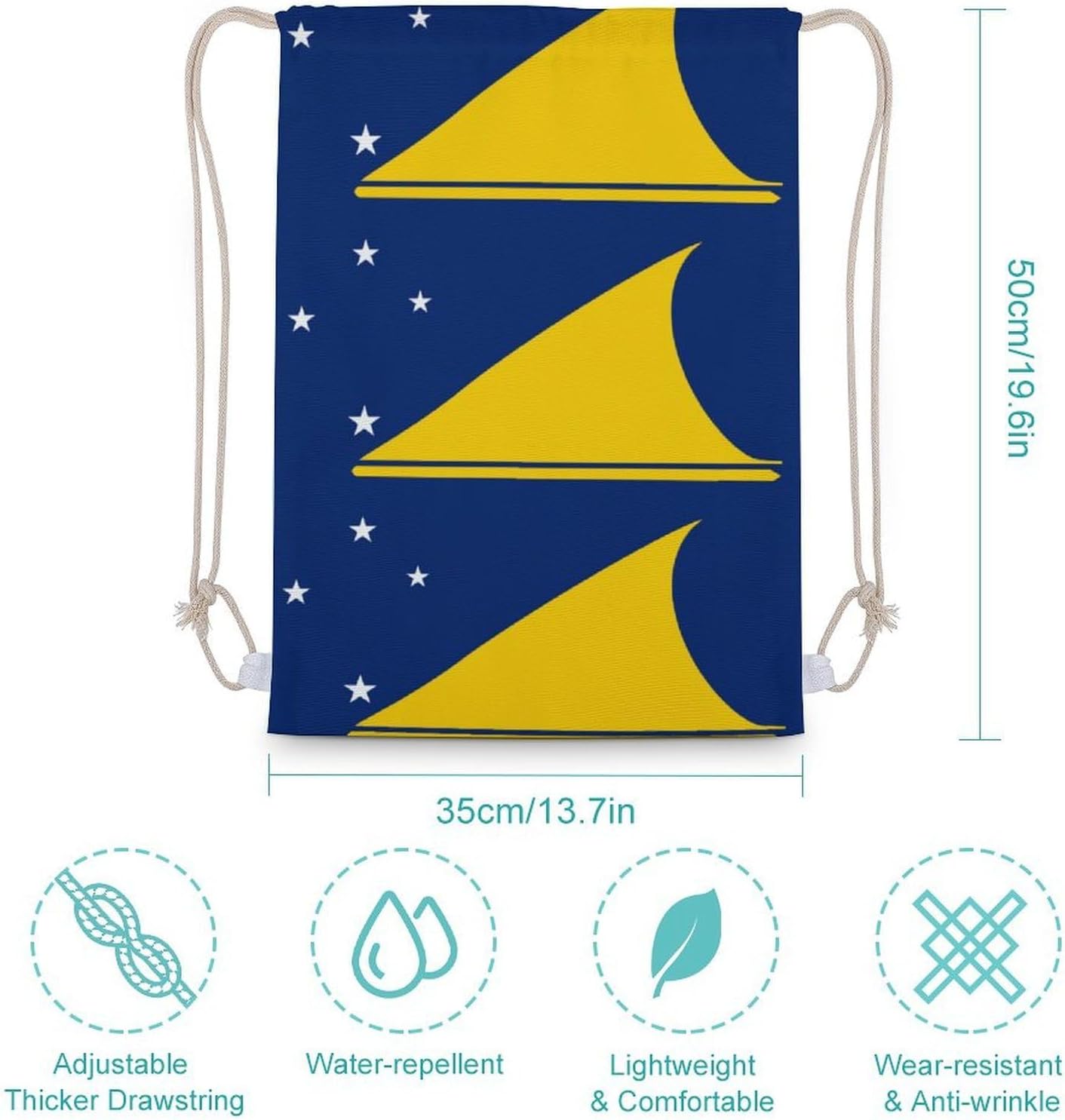 Flag of Tokelau Canvas Drawstring Backpack Lightweight Sports Gym Bag Travel String Bags