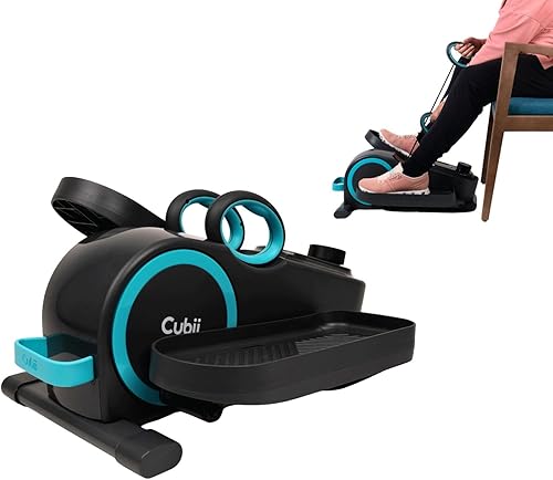 Cubii Cuerpo total ejercitador de pedal elíptico sentado debajo del escritorio con bandas de resistencia integradas en la parte superior del cuerpo,