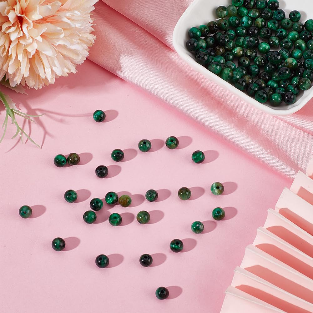 PONABEADIY 1 Box 6MM 120PCS Natural Green Tiger Eye Beads with Hole Round Stone Gemstone Dyed Polished Smooth Loose Spacer Bead Bulk for Jewellery Making Earrings Bracelets Necklace DIY Crafts Supply - Image 3