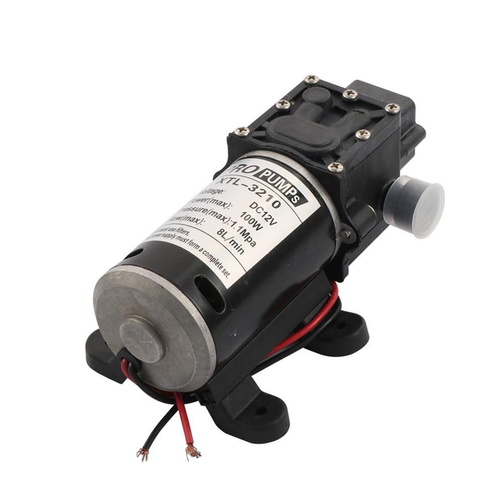 Giardinaggio 12V 100W Pompa Acqua a Membrana Pompa elettrica ad Alta Pressione Irrigazione del Giardino Raccordi per irrigazione (Color : Black-01)