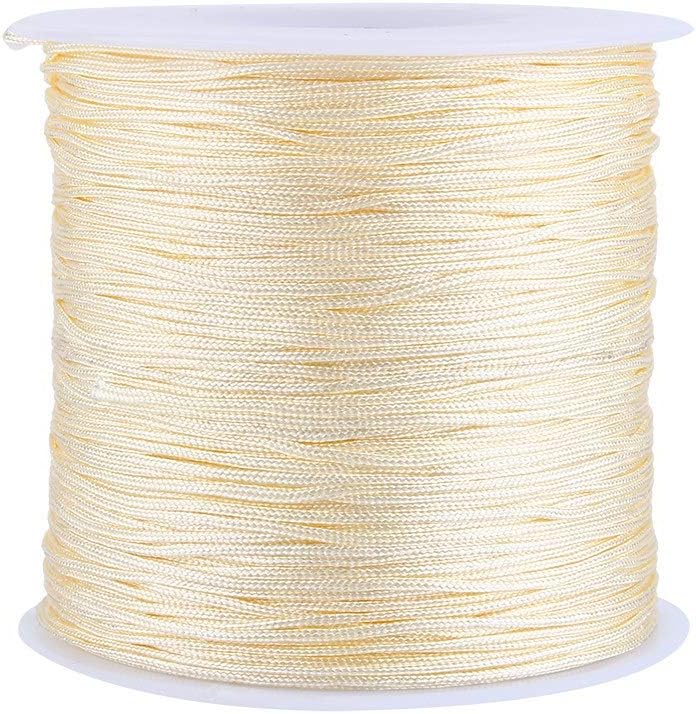 Beading Cords & Threads, 100m X 0.8mm Nylon String Beading Thread Replacement Wind Chime Cordchinese Knot Cord for Bracelets, Beading, Necklaces, Pony Beads Beige