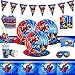 48 Pièce Vaisselle de Fête avec Spiderman, Ensemble Vaisselle Fête Enfants Anniversaire Vaisselle Décorations avec Assiettes Serviettes, Décoration de Table pour Fêtes d'anniversaire, Soirées à Thème