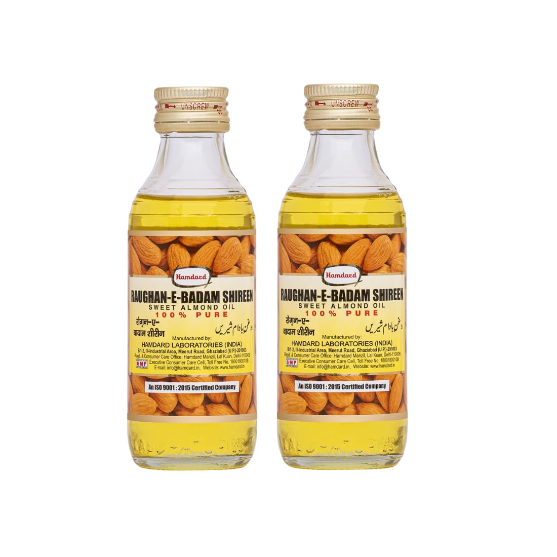 RAUGHAN-E-BADAM SHIREEN Sweet Almond Oil for Body, Skin & Hair | 50ml | Natural Almond Oil | Helps Enhance Memory | Helps Relieve Constipation | Helps Build Stronger Muscles | Pack of 2