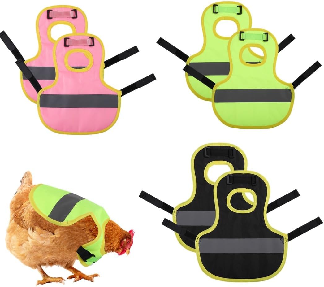 6 Pcs Adaptable Chicken Hen Saddles, Hen Reflective Vests, Waterproof Chicken Raincoats with Magic Tape, Walking Chicken Harnesses for Duck, Goose, Small Dog