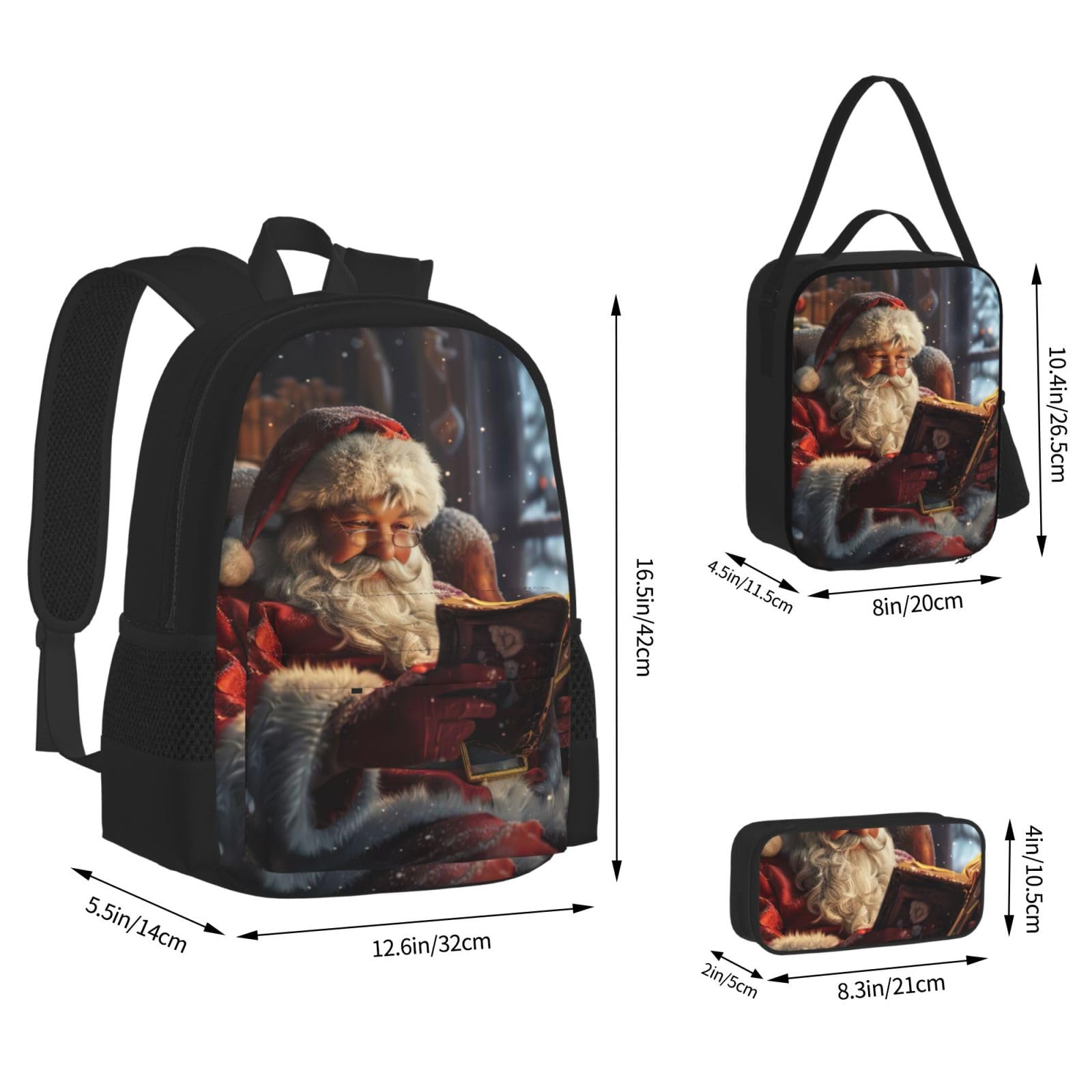 Zaino, borsa portapranzo, astuccio, set da 3 pezzi, per lavoro e