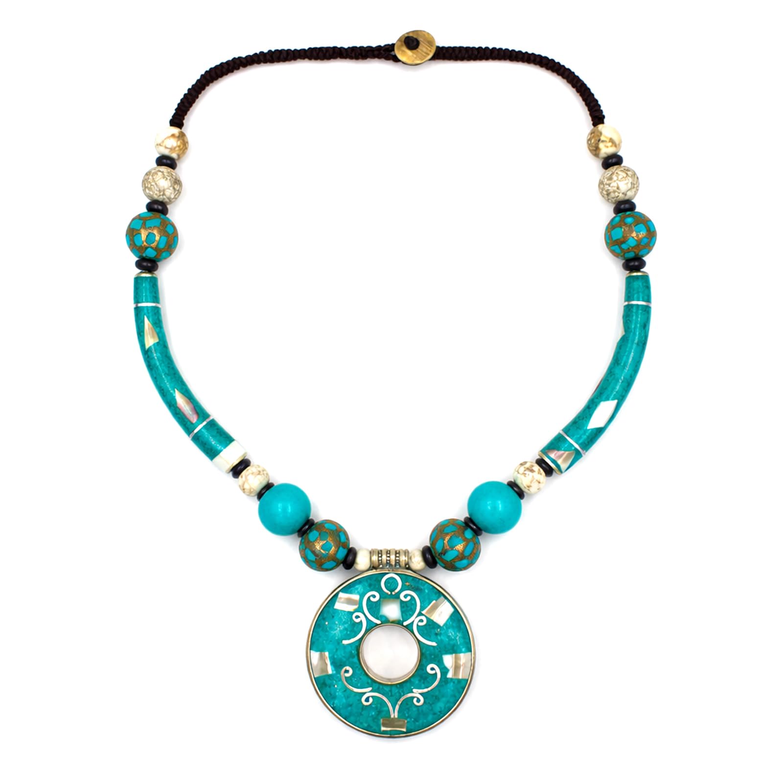 Collana con Pendente Boho Statement Artigianale Turchese Fashion