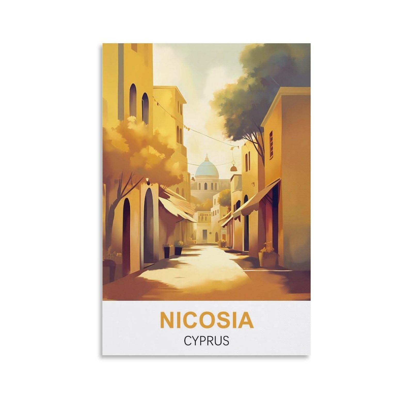Hnrojico Unframe-Style Nicosia Cyprus Vintage Travel Posters 08X12inch(20X30cm) Canvas Wall Art Prints