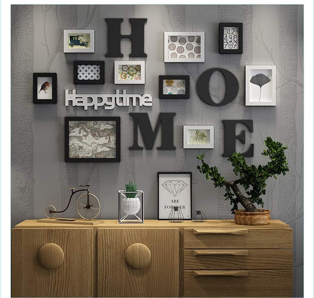 Cadre photo collage bois massif noir pour decoration murale salon creative