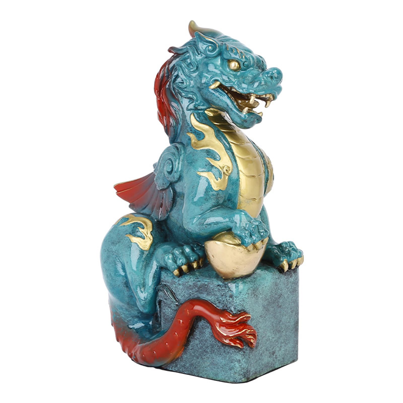 Brass Pixiu Feng Shui Statue Chinese Mythical Beast Wealth Figurine