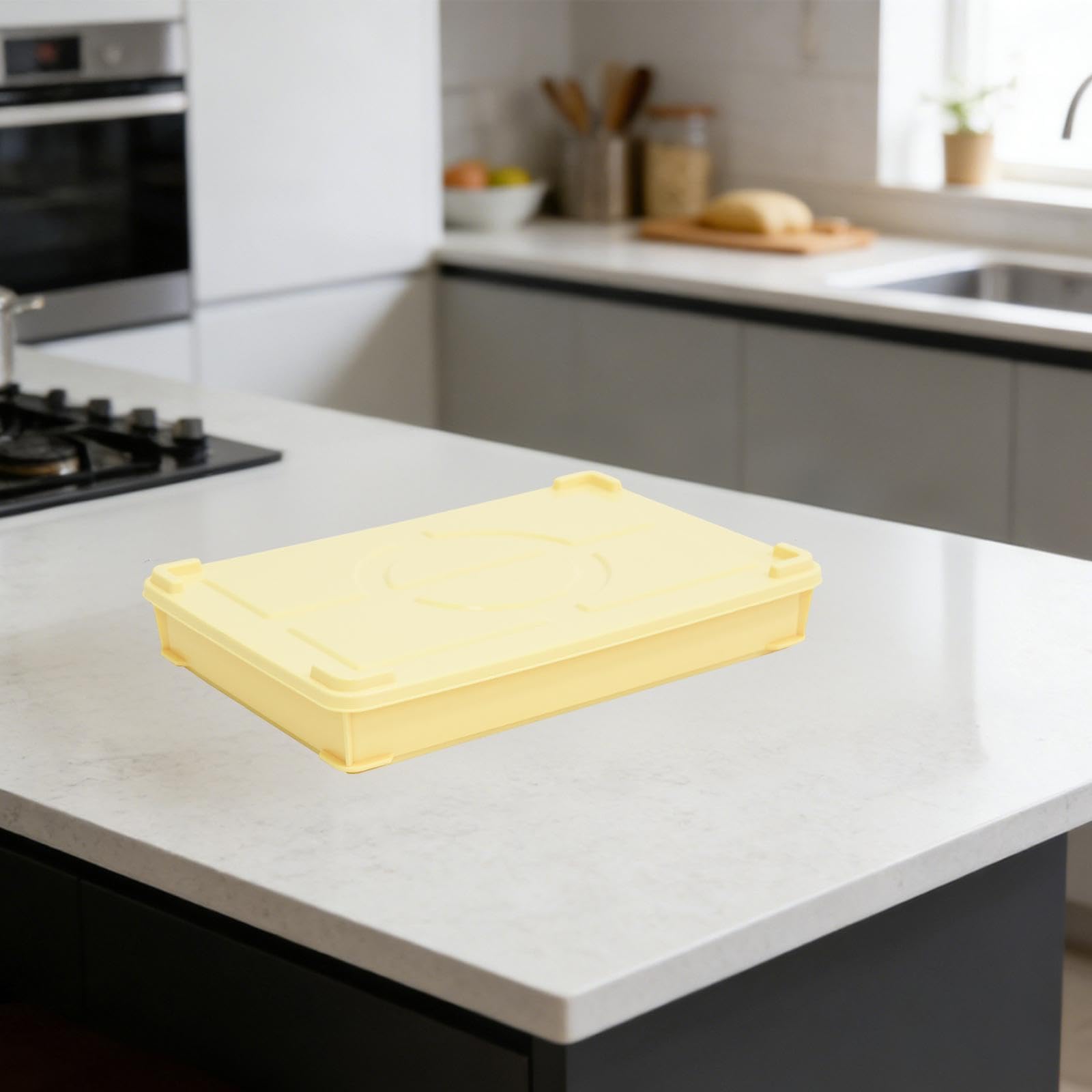 Scatola per Pizza con Coperchio, Contenitore, Organizer, Fatta in Casa, Giallo Piccolo