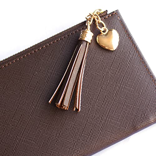 Image of Valentoria Womens Wallet Cute Elegant Long Slim Card Holder Case Minimalist Coin Purse Thin Tassels Zip Clutch Wallets for Girls Ladies | Cute