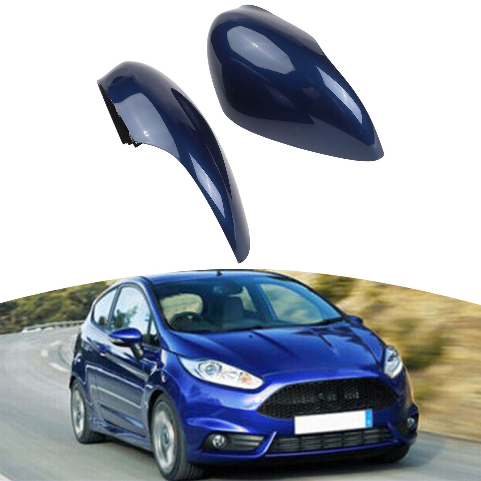 Copri specchietto laterale blu scuro, compatibili con Ford Fiesta MK7 2008-2017, coppia di ricambio sinistra e destra