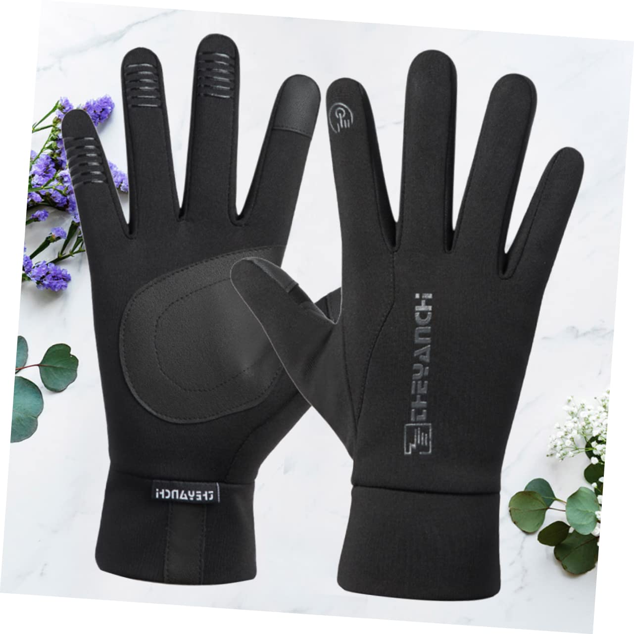 ifundom 1Pair Winter Riding Gloves for Men Windproof Non Slip Touch Screen Cycling Gloves Full Finger Design for Mountain Biking and Outdoor Activities Black