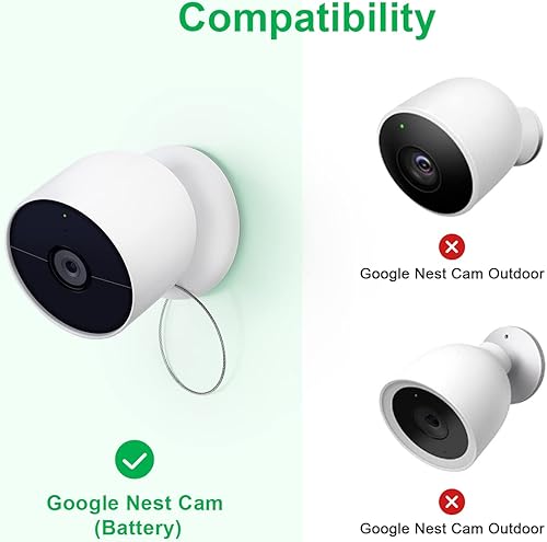 Miniatura 2 de Ayotu Cadena de seguridad antirrobo y anticaídas para Google Nest Cam (batería), cable de seguridad con tornillos antirrobo (cámara no incluida),