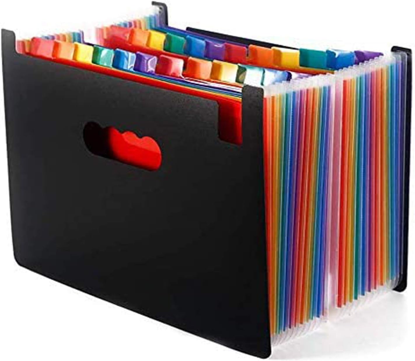 24 Pockets High Capacity Multicolour Accordian File Organizer Portable Stand Expandable Business Accordian Folders Plastic A4 Letter Size Expanding File Folder