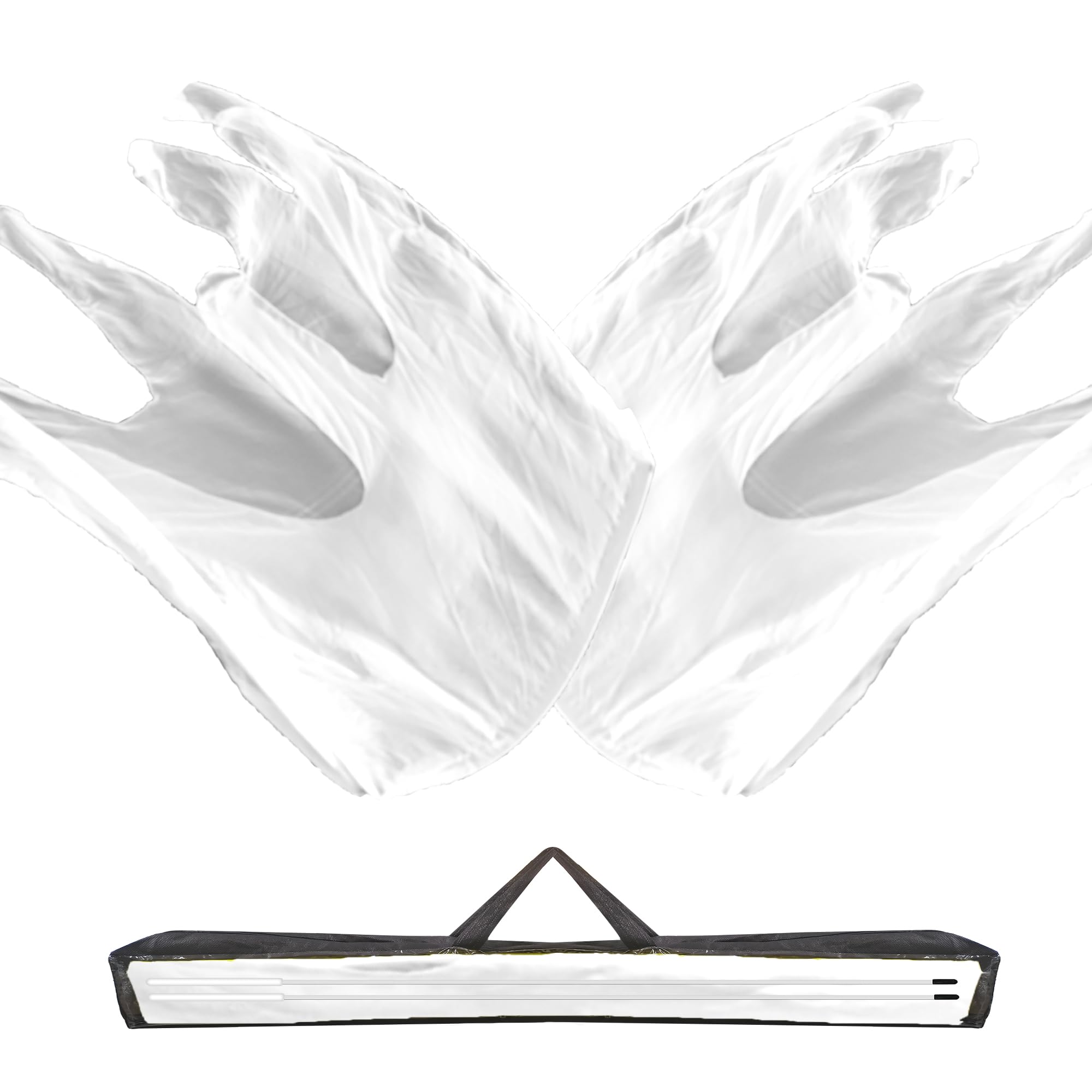 Baisdan 59'' Double Layered Worship Flags for Dance Church, Praise Dance Flags for Worship, Praise Flag with Flexible Rod and Storage Bag, Set of 2, White