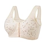 Daisy Bras for Older Women Front Closure Convenient Everyday Bras Mid Buttons Comfortable No Underwire Gathering Bras