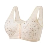 Daisy Bras for Older Women Front Closure Convenient Everyday Bras Mid Buttons Comfortable No Underwire Gathering Bras