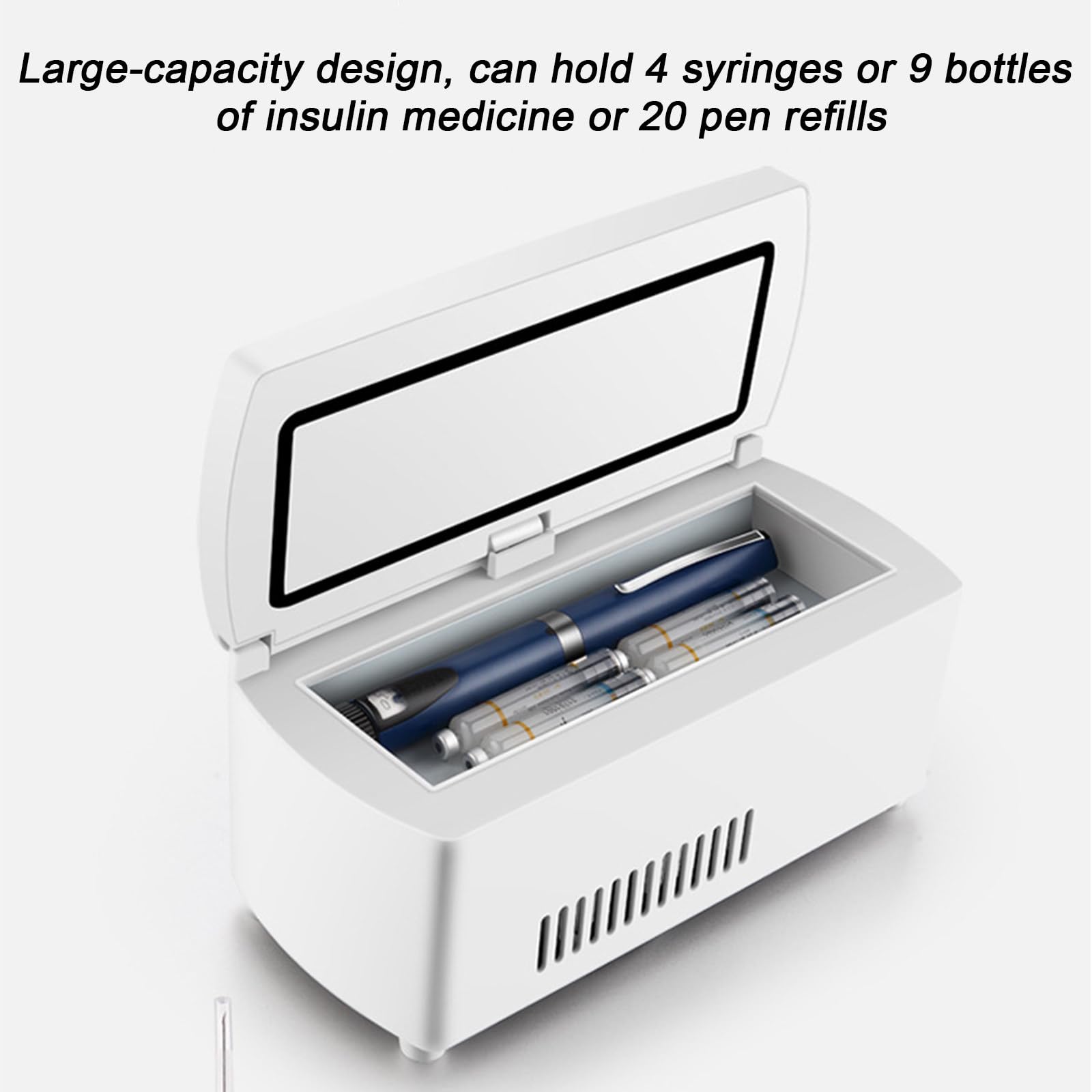 NYANS Refrigerador de Insulina para Automóvil, Temperatura Constante Inteligente de 2-8℃, Enfriador de Medicamentos Portátil, con Alarma de Batería Baja y Pantalla LED HD,2 Battery