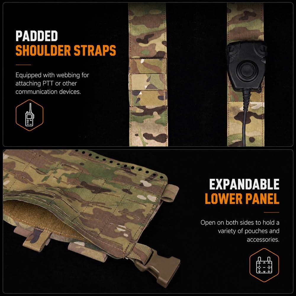 Taktisches Chest Rig Für Herren Damen,Verstellbares MOLLE Brustgeschirr Mehreren Taschen Outdoor Brusttasche Airsoft Jagd Schießsport Wandern Camping Angeln Und Ausrüstung