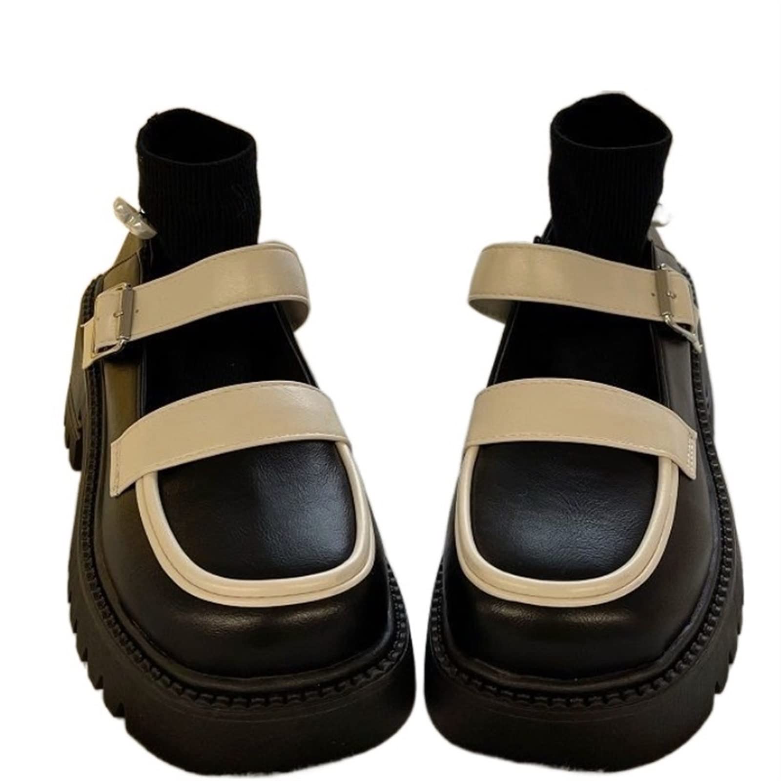 HOFFTI Women'Soxford Shoe Casual Shoes Women's Sweet Shoes Women's Elegant Round Toe Shoes Platform Shoes Chic (Color : Hortel�, Size : 36)