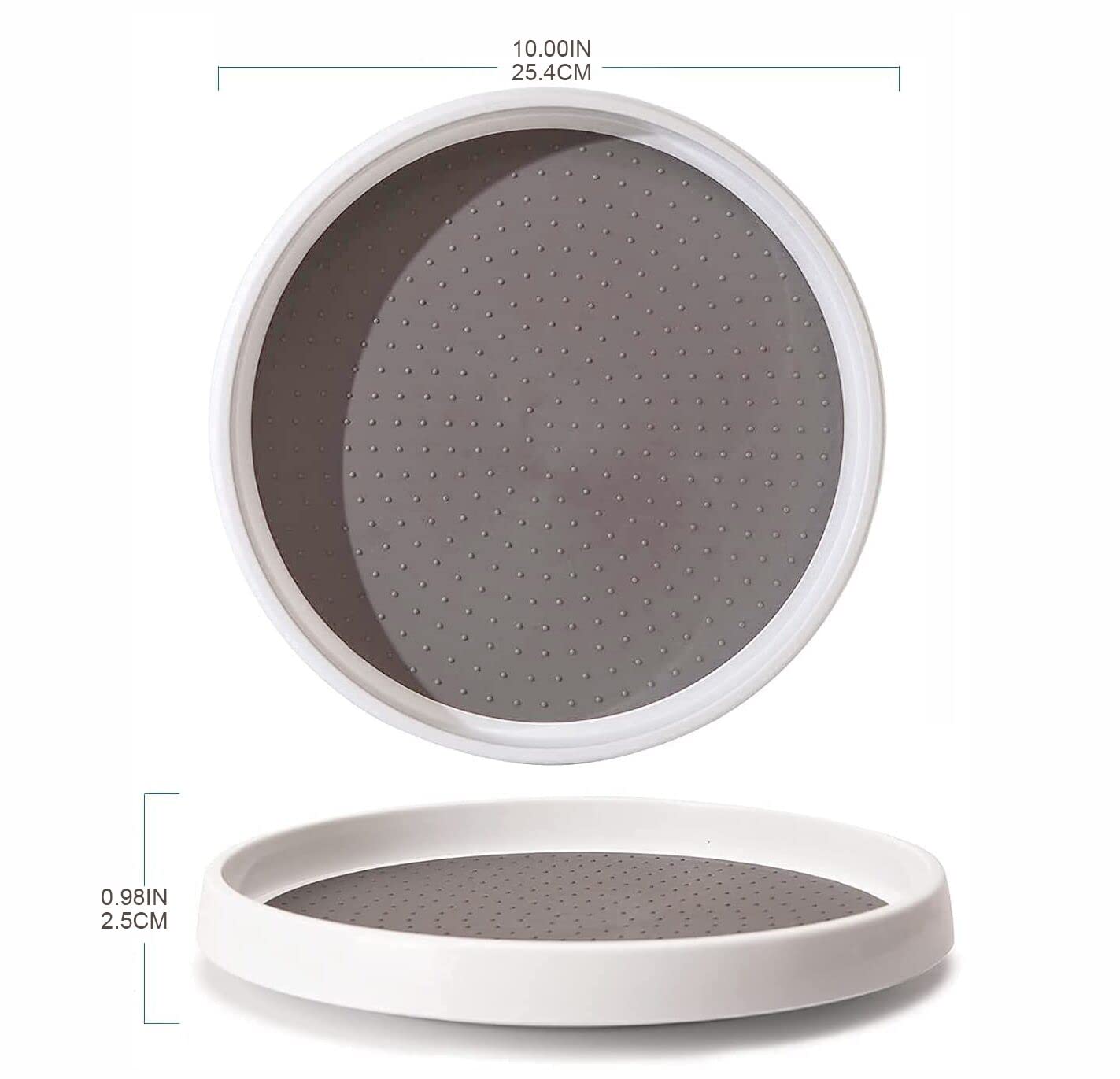 Lazy Susan Gewürzregal, rutschfest, 25,4 cm, drehbar, für Schrank, Speisekammer, Kühlschrank, Arbeitsplatte, 2 Stück