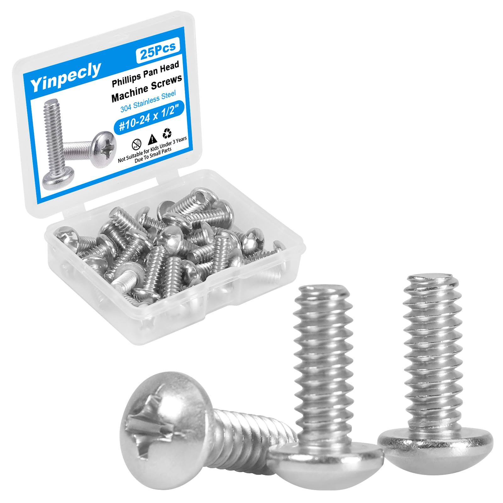 Stainless Steel Machine Screws - 25 Pack #10-24 x 1 -11
