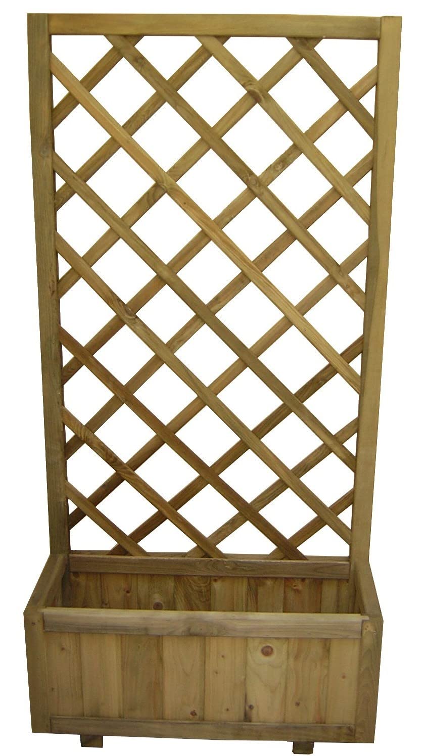 AVANTI TRENDSTORE Iberia - Fiorieria in legno con griglia rettangolare, molto pratico e decorativo, ideale per giardino o balcone. Dimensioni: LAP 75x180x30 cm