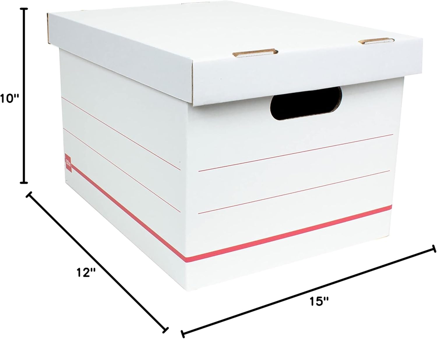 Office Depot® Brand Standard-Duty Corrugated Storage Boxes, Letter/Legal Size, 15" x 12" x 10", 60% Recycled, White/Red, Pack Of 15